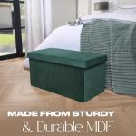 Forest Green Velvet Ottoman with Hidden Storage