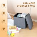 Grey Ottoman Storage Box with Lid and Foldable Design