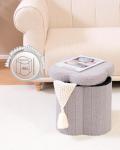 Grey Folding Ottoman Storage Box - Teddy Flower Design