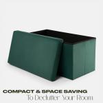 Forest Green Velvet Ottoman with Hidden Storage