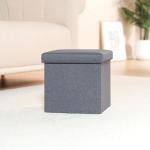 Grey Ottoman Storage Box with Lid and Foldable Design