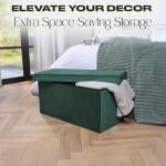 Forest Green Velvet Ottoman with Hidden Storage