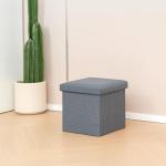 Grey Ottoman Storage Box with Lid and Foldable Design