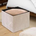 Beige Folding Ottoman Storage Cube with Lid
