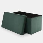 Forest Green Velvet Ottoman with Hidden Storage