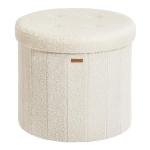 Round Foldable Storage Ottoman in Cream White