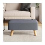 Stylish Dark Grey Upholstered Footstool with Wooden Legs