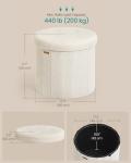 Round Foldable Storage Ottoman in Cream White
