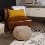 Handmade Knitted Pouffe Footstool for Living Room