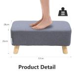 Stylish Dark Grey Upholstered Footstool with Wooden Legs