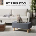 Stylish Dark Grey Upholstered Footstool with Wooden Legs