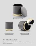Grey Velvet Round Ottoman with Gold Base