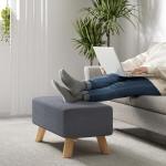 Stylish Dark Grey Upholstered Footstool with Wooden Legs