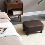 Modern Rectangle Ottoman Footstool with Wooden Legs