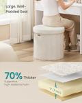 Round Foldable Storage Ottoman in Cream White