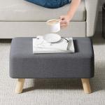 Stylish Dark Grey Upholstered Footstool with Wooden Legs