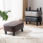 Modern Rectangle Ottoman Footstool with Wooden Legs