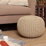Handmade Knitted Pouffe Footstool for Living Room