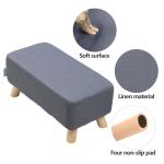 Stylish Dark Grey Upholstered Footstool with Wooden Legs