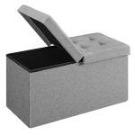 Light Grey Foldable Storage Ottoman with Flipping Lid