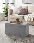 Light Grey Foldable Storage Ottoman with Flipping Lid