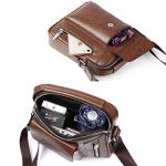 Men's PU Leather Multi-Pocket Crossbody Shoulder Bag