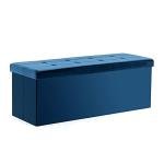 Navy Velvet Foldable Ottoman Storage Box 151L
