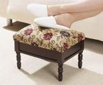Floral Upholstered Footstool with Hidden Storage