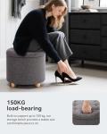 Charcoal Round Padded Storage Ottoman Stool