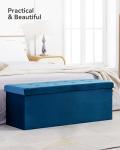 Navy Velvet Foldable Ottoman Storage Box 151L