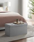 Light Grey Foldable Storage Ottoman with Flipping Lid