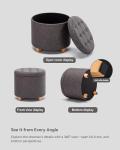 Charcoal Round Padded Storage Ottoman Stool