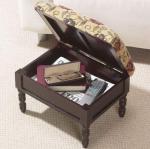 Floral Upholstered Footstool with Hidden Storage