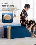 Navy Velvet Foldable Ottoman Storage Box 151L