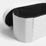 OHS Ottoman Storage Box Bouclé Lozenge Padded Foldable Bench, Stylish Upholstered Ottoman Storage Bench with Hidden Storage For Living Room & Bedroom, White