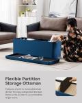 Navy Velvet Foldable Ottoman Storage Box 151L