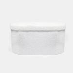OHS Ottoman Storage Box Bouclé Lozenge Padded Foldable Bench, Stylish Upholstered Ottoman Storage Bench with Hidden Storage For Living Room & Bedroom, White
