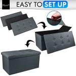 Foldable Ottoman Storage Box - Dark Grey 80L