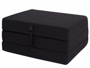 Black Fold-Out Foam Z Bed for Guests