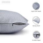 Ticking Navy Blue Cushion Covers Set of 2