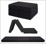 Black Fold-Out Foam Z Bed for Guests