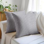 Ticking Navy Blue Cushion Covers Set of 2