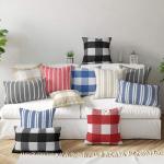 Ticking Navy Blue Cushion Covers Set of 2
