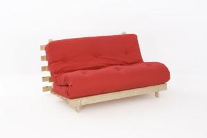 Cozy 4ft Wooden Futon Set with Red Mattress