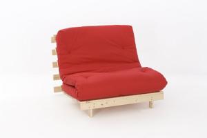 Comfy 3ft Wooden Futon Set with Red Mattress