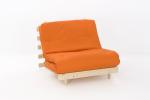 Comfy Living 3ft LUXURY Single (90cm) Wooden Futon Set with PREMIUM LUXURY Orange Mattress