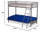 Silver Metal Futon Bunk Bed with Mattress