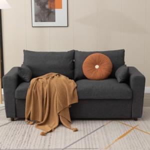 Dark Grey Upholstered Loveseat with Storage