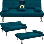 Yaheetech Aqua Blue Convertible Sofa Bed
