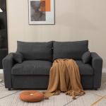 Dark Grey Upholstered Loveseat with Storage
